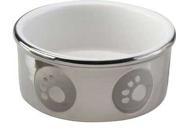 Ethical Pet Paw Print Titanium Dog Dish Silver 7 Inch 6829