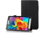 SUPCASE Samsung Galaxy Tab 4 8.0 Case Premium Slim Fit Leather Book Black Elastic Hand Strap Multi Angle Card Holder
