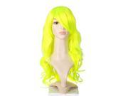 Bright Neon Yellow Wig with Waves and Side Bangs