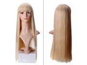 Straight Long Blonde Wig With Straight Bangs