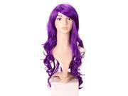 Bright Purple Wig With Loose Curls and Side Swept Bangs