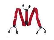 Mens Formal Fashion Button Hole Suspenders Adjustable Elastic Braces Red