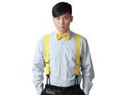 Mens Formal Fashion Button Hole Suspenders Adjustable Elastic Braces Yellow