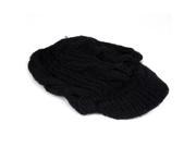 Women s Warm Winter Braided Crochet Brimmed Beanie Skull Cap Black