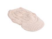 Women s Warm Winter Braided Crochet Brimmed Beanie Skull Cap Beige