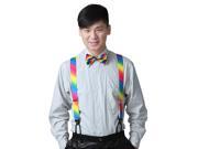 Mens Formal Fashion Button Hole Suspenders Adjustable Elastic Braces Rainbow
