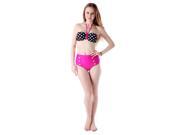 Retro Pinup Girl High Waist Bikini Swimsuit Polka Dots with Hot Pink Bottom Small