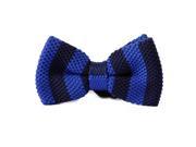 Men s Bowknot Knitted Deep Blue Rugby Stripe Bow Tie
