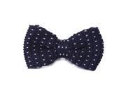 Men s Bowknot Knitted Midnight Blue Dot Bow Tie