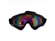 Outdoor Winter Sport Black Frame Snow Goggles Rainbow