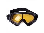 Outdoor Winter Sport Black Frame Snow Goggles Yellow