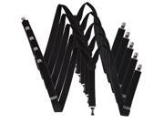 5 Pack Solid Color Y Back Clip Suspenders 1 Inch Wide Black
