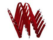 5 Pack Solid Color Y Back Clip Suspenders 1 Inch Wide Red
