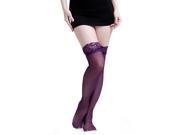 Women s Sheer Lace Top Thigh High Stockings Purple