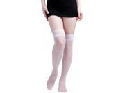 Women s Sheer Lace Top Thigh High Stockings White