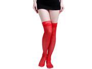 Women s Sheer Lace Top Thigh High Stockings Red