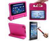 HDE Kindle Fire 7 2015 Kids Shock Proof Case Tempered Glass Screen Protector Pink