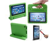 HDE Kindle Fire 7 2015 Kids Shock Proof Case Tempered Glass Screen Protector Green