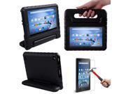 HDE Kindle Fire 7 2015 Kids Shock Proof Case Tempered Glass Screen Protector Black