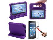 HDE Kindle Fire 7 2015 Kids Shock Proof Case Tempered Glass Screen Protector Purple