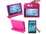 HDE Kindle Fire HD 8 2015 Kids Shock Proof Case Tempered Glass Screen Protector Pink