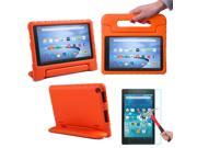 HDE Kindle Fire HD 8 2015 Kids Shock Proof Case Tempered Glass Screen Protector Orange