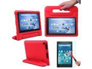 HDE Kindle Fire HD 8 2015 Kids Shock Proof Case Tempered Glass Screen Protector Red