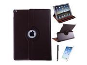 HDE iPad Pro 12.9 Case Leather Folding Magnetic Cover Rotating Stand Matching Stylus Screen Protector Brown