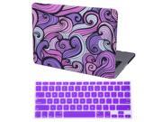 HDE MacBook Pro 13 Retina Case Hard Shell Cover Keyboard Skin Purple Vector Waves