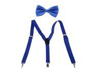Matching Adjustable Bowtie Suspender Set Cobalt Blue