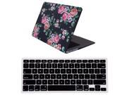 HDE MacBook Air 13 Case Hard Shell Designer Art Pattern Cover Keyboard Skin Fits Model A1369 A1466 Black Floral