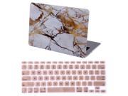 HDE MacBook Air 13 Case Hard Shell Designer Art Pattern Cover Keyboard Skin Fits Model A1369 A1466 White and Gold Marble