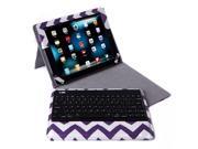 HDE iPad 2 3 4 Tablet Case Rotating Folding Leather Folio Stand Cover w Removable Bluetooth Keyboard for iPad 2 3 4 Tablet Purple Chevron