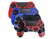HDE Playstation 4 Controller Silicone Skin Case Cover 4 Pack Combo Red Deep Blue Blue Black Red Black Marble