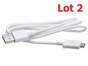Lot2 New OEM Original Samsung White Micro USB Sync Data Cable Charger fit for Samsung Galaxy S4 S3 S2 4G Note 1 Note2 ATIV Odyssey Galaxy Victory 4G LTE