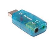 USB EXTERNAL 3D SOUND CARD 3D 5.1 AUDIO ADAPTER for PC Blue