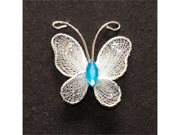 1 Inch Sheer Nylon Crystal Wire Butterfly w Rhinestones 12 Pieces wedding decorations Color Blue