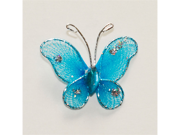 1 Inch Sheer Nylon Crystal Wire Butterfly w Rhinestones 12 Pieces wedding decorations Color Turquoise
