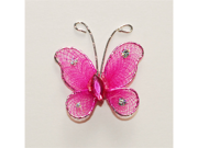 1 Inch Sheer Nylon Crystal Wire Butterfly w Rhinestones 12 Pieces wedding decorations Color Fuchsia