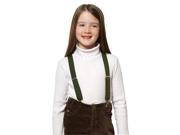 Solid Color Kids Elastic Suspenders Olive 26