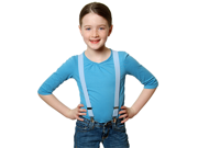 Solid Color Kids Elastic Suspenders Light Blue 30