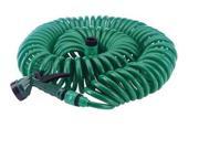 50 Foot Coiling Garden Hose with Hose Nozzle 50 Foot Coiling Garden Hose with Hose Nozzle This garden hose extends up to 50 feet but will quickly go back to it