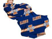NCAA Illinois Fighting Illini Comfy Throw Blanket with Sleeves Stripes Design