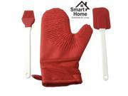 Smart Home Silicone Oven Mitt with Bonus Spatula and Brush