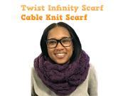 The Twist Infinity Twist Cable Knit Scarf Purple