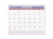 Monthly Wall Calendar 15 x 12 Red Blue 2017
