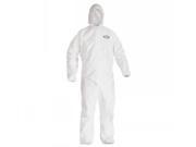 KLEENGUARD A40 Elastic Cuff Ankle Hooded Coveralls White Large