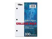 Filler Paper 3H 20 lb 5 1 2 x 8 1 2 College Rule White 100 Sheets Pack