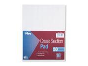 Cross Section Pads w 10 Squares 8 1 2 x 11 White 50 Sheets