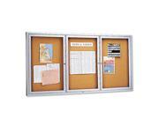 Enclosed Bulletin Board Natural Cork Fiberboard 72 x 36 Aluminum Fr